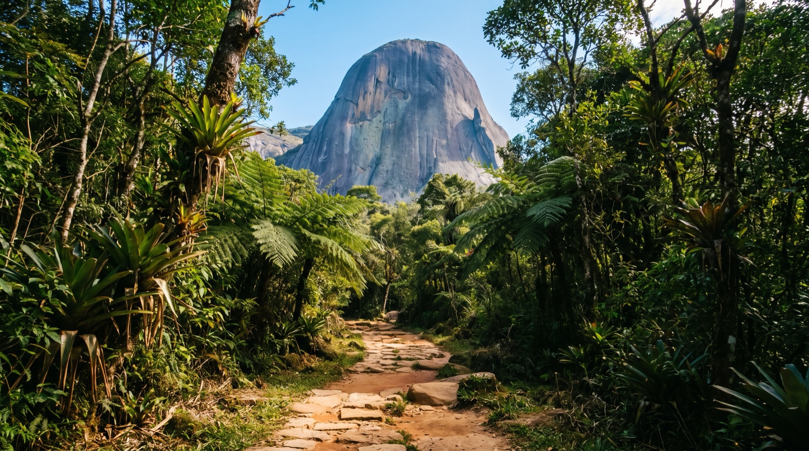 Base da Pedra Azul vista da trilha do Parque Estadual